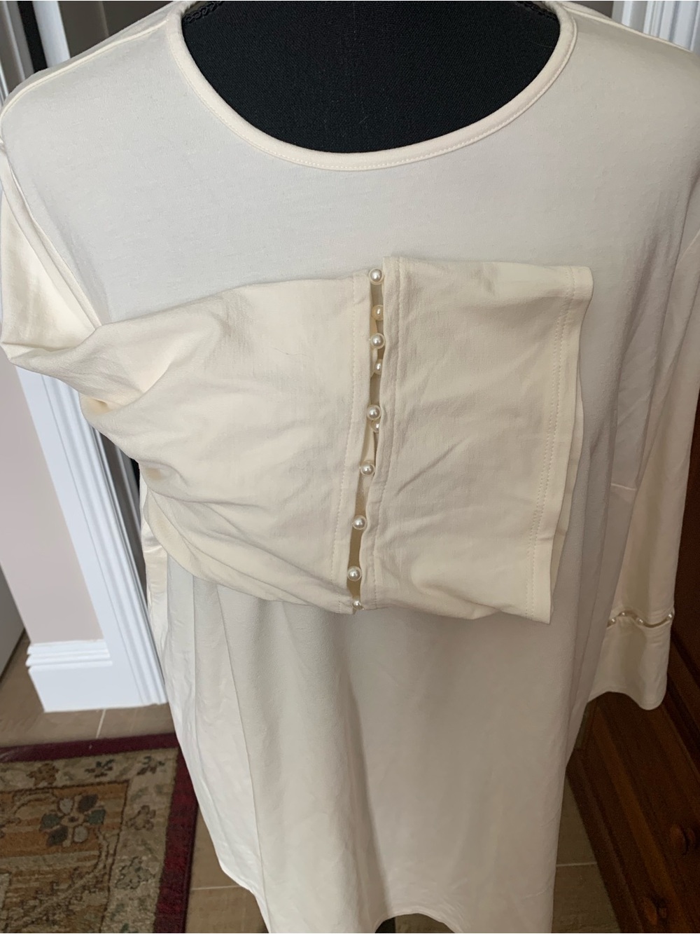 J. Jill Ivory Boatneck Tunic with 3/4 Sleeves